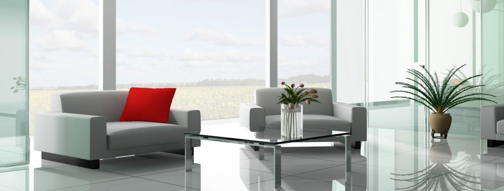 Úklid Firem Praha - Obchod S Volným Časem - čistá uklizená moderní světlá kancelář s květinou vyleštěná podlaha čistá okna kompo